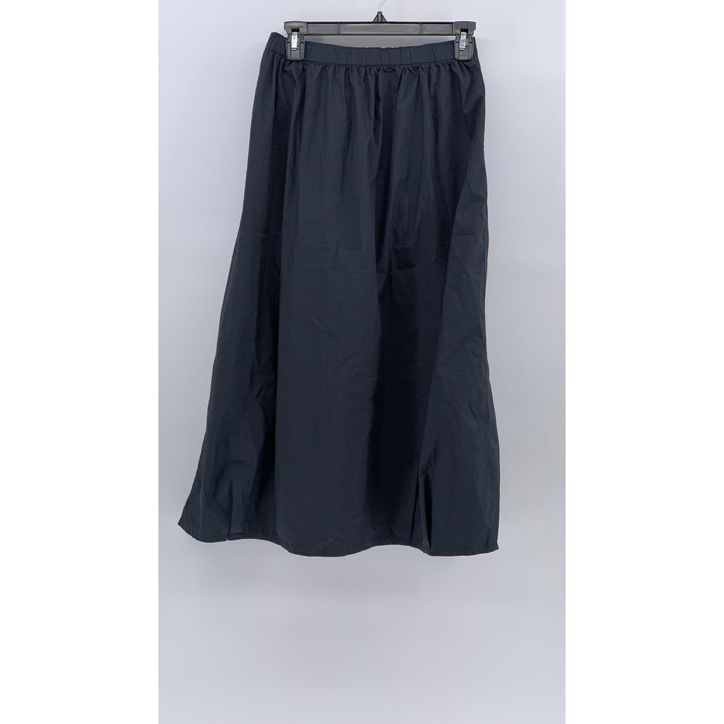MUJI Women's Navy Blue Elastic-Waist A-Line Relaxed Fit Cotton-Blend Skirt SZ S