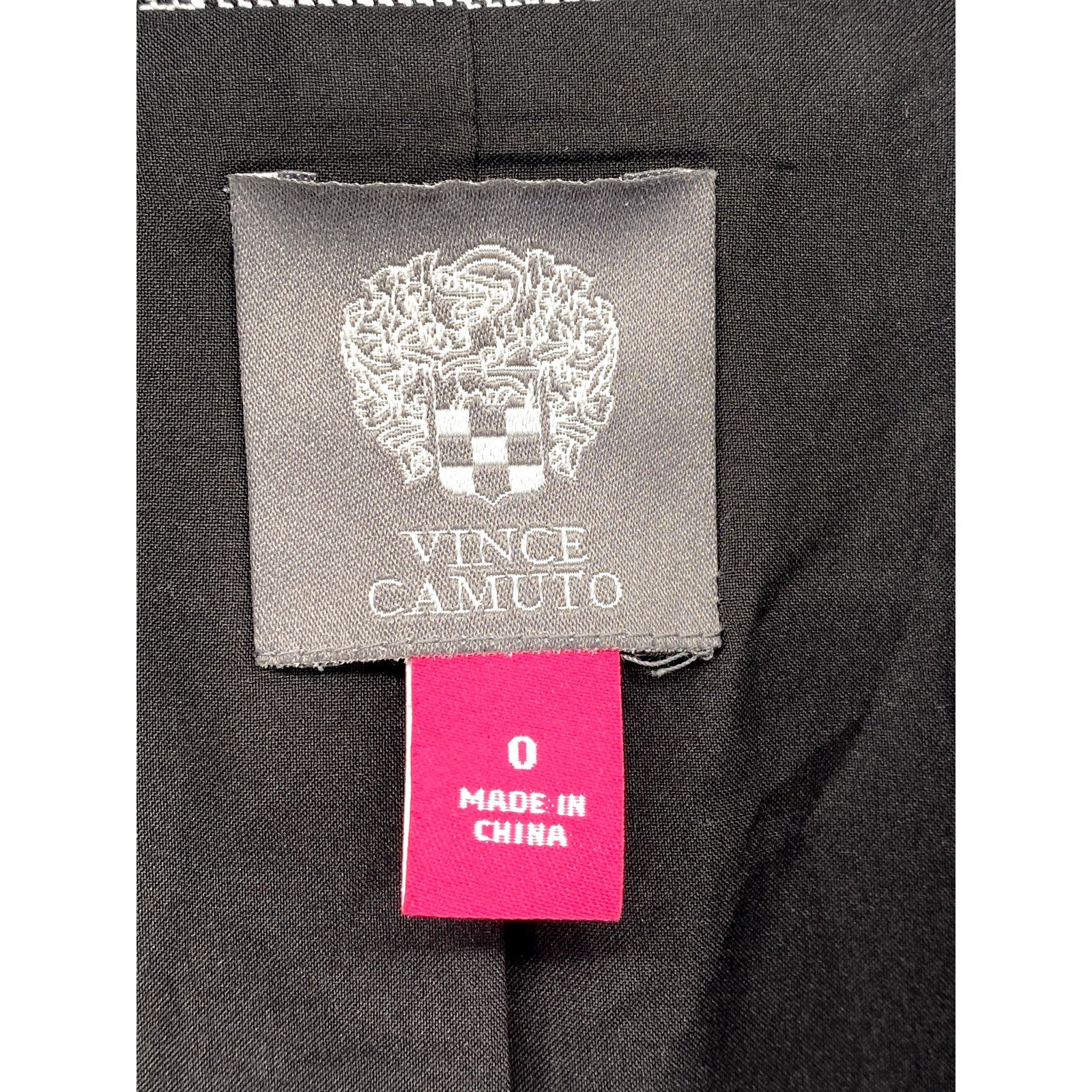 VINCE CAMUTO Women's Black Bold Glen Plaid Two-Button Notch Collar Blazer SZ 0