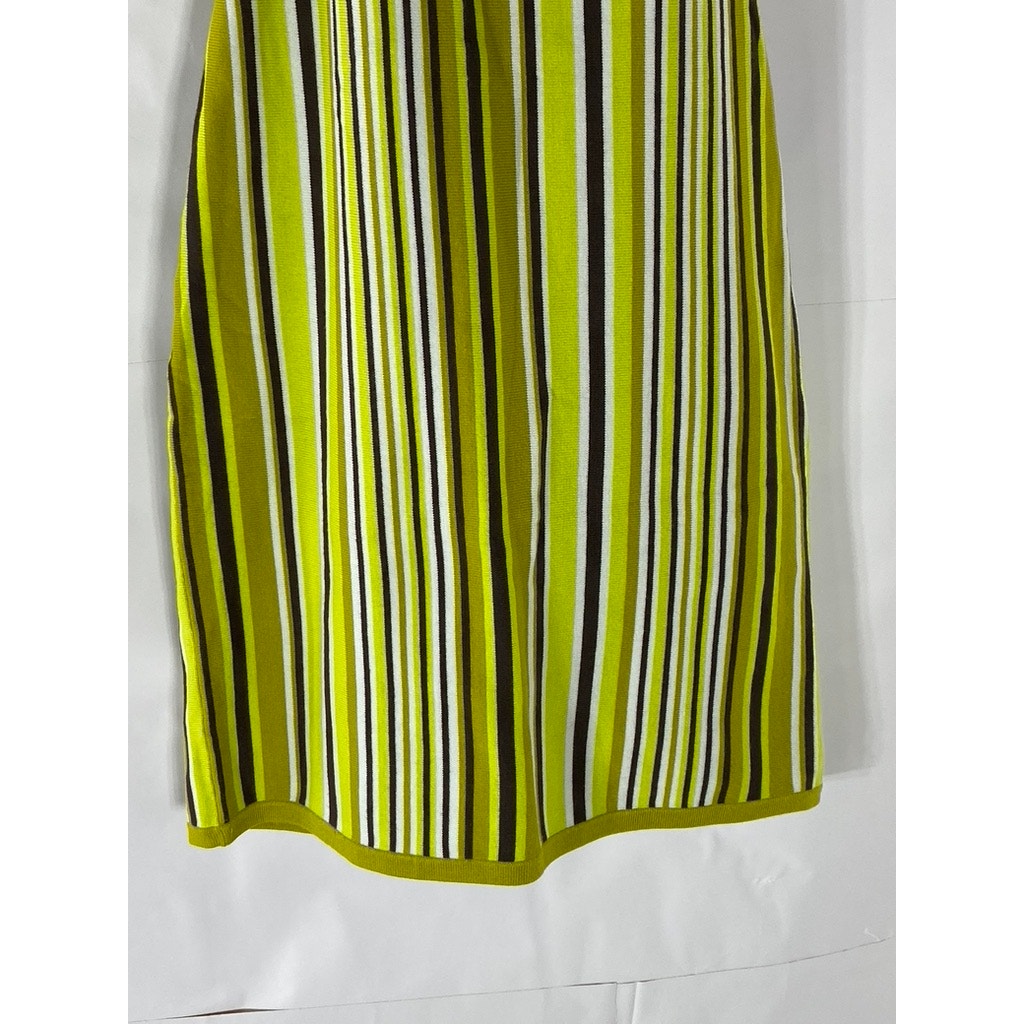 SUNDAY BEST Women's Lime Green Striped Sweetheart Neck Halter Mini Dress SZ M