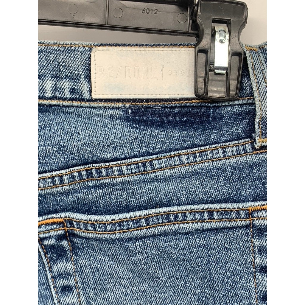 RE/DONE Women’s Blue Denim High Rise Button-Fly Cropped Stretch Jeans SZ 26