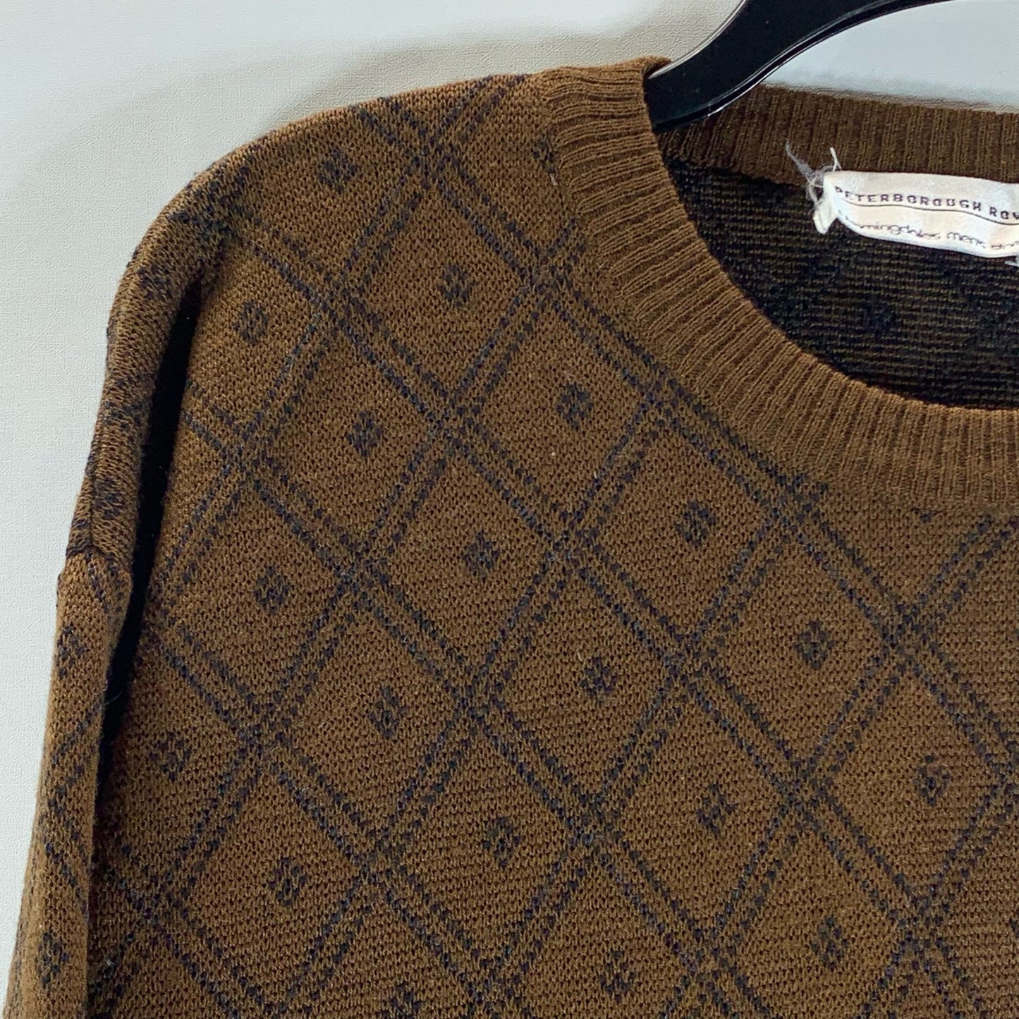 PETERBOROUGH ROW Men's Brown Virgin Wool Crewneck Knit Pullover Sweater SZ M