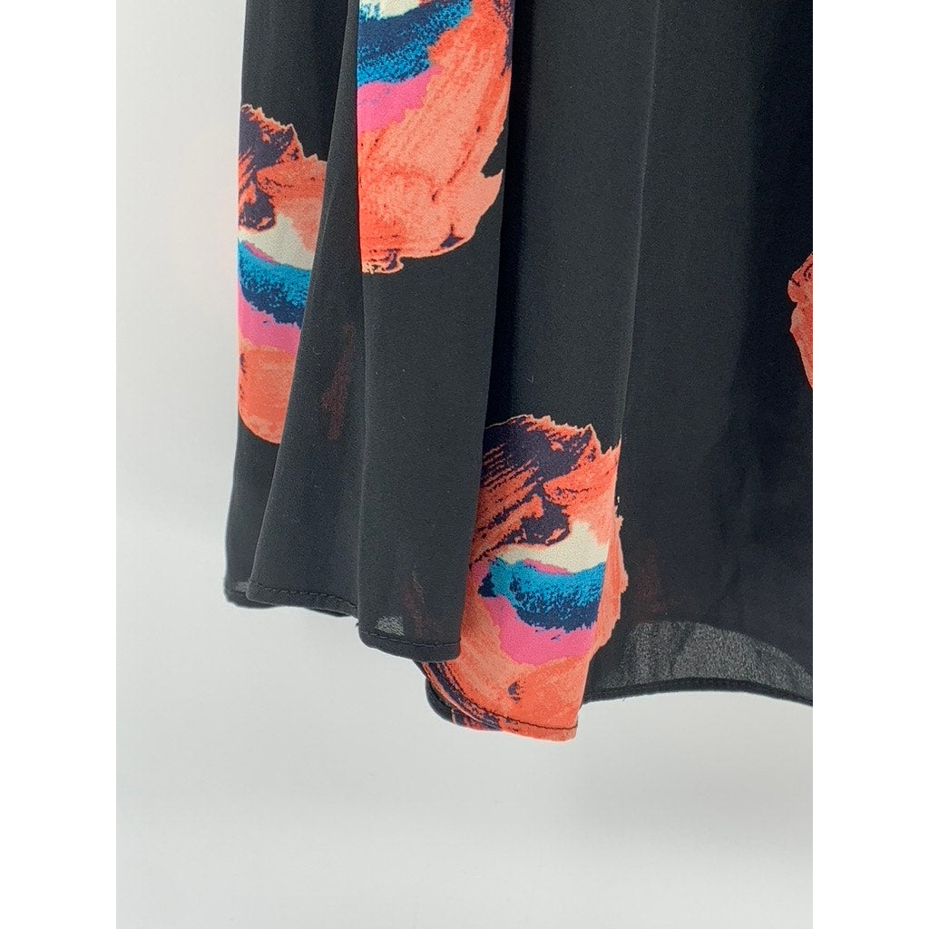 BUDDY LOVE Women's Black-Red Lip Print Melanie Scoop-Neck A-Line Mini Dress SZ S