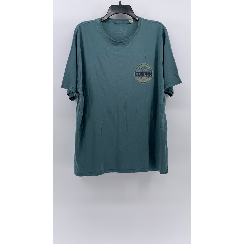 BLUE84 Men's Blue-Green Naples Florida Graphic Crewneck Cotton T-Shirt SZ L