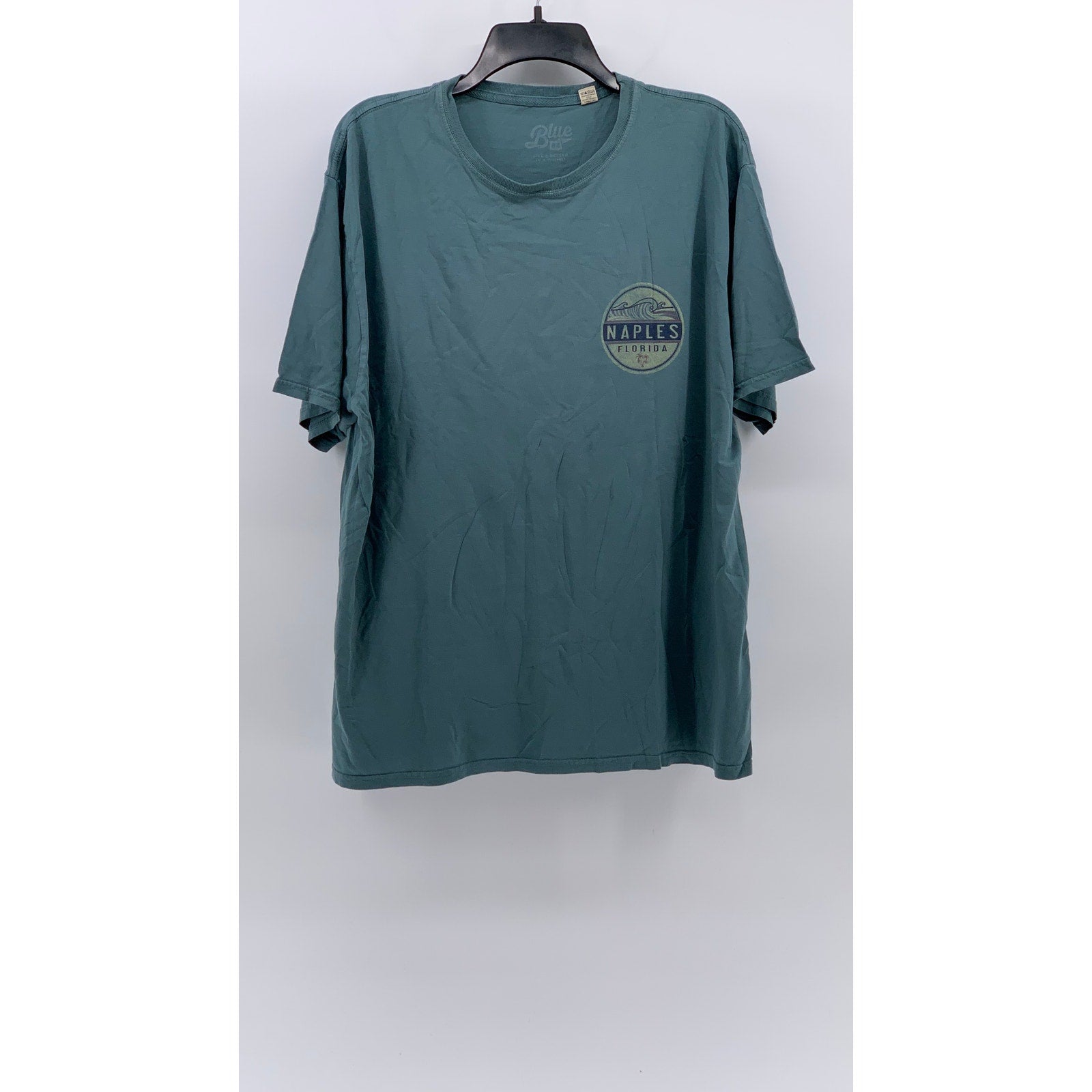 BLUE84 Men's Blue-Green Naples Florida Graphic Crewneck Cotton T-Shirt SZ L