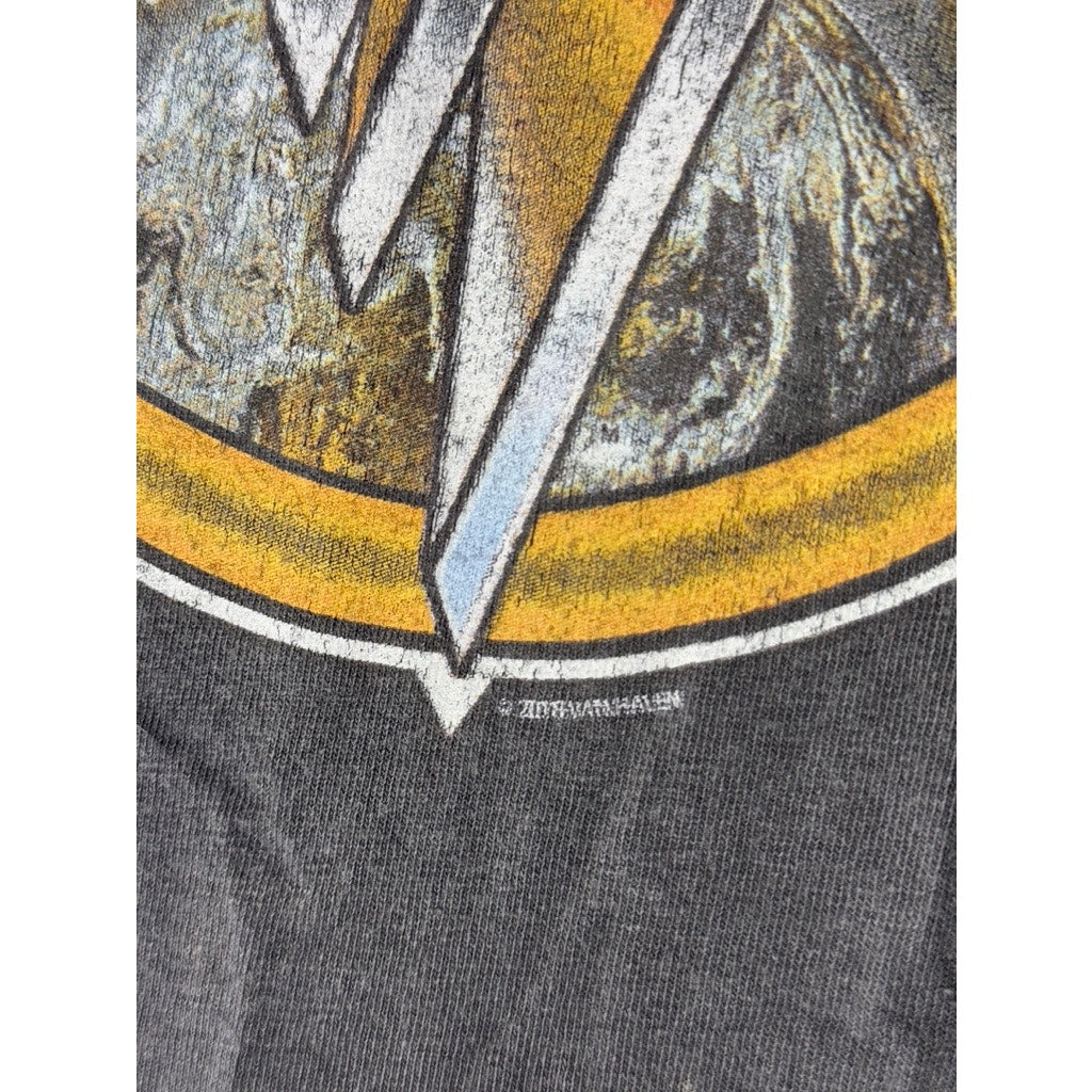 VAN HALEN Women's Gray Cosmic Logo Graphic Crewneck Short Sleeve T-Shirt SZ S