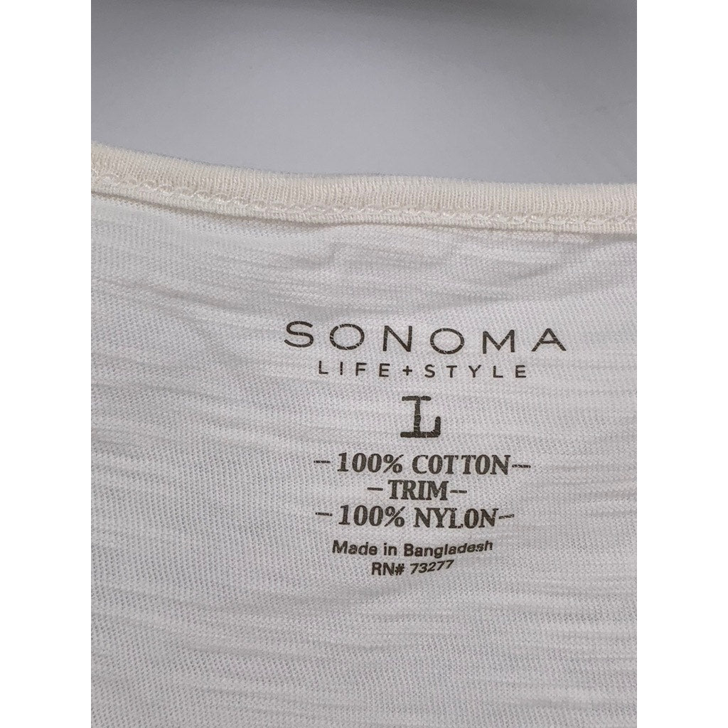SONOMA GOODS FOR LIFE Women's Off-White Lace Trim Short Sleeve Top SZ L