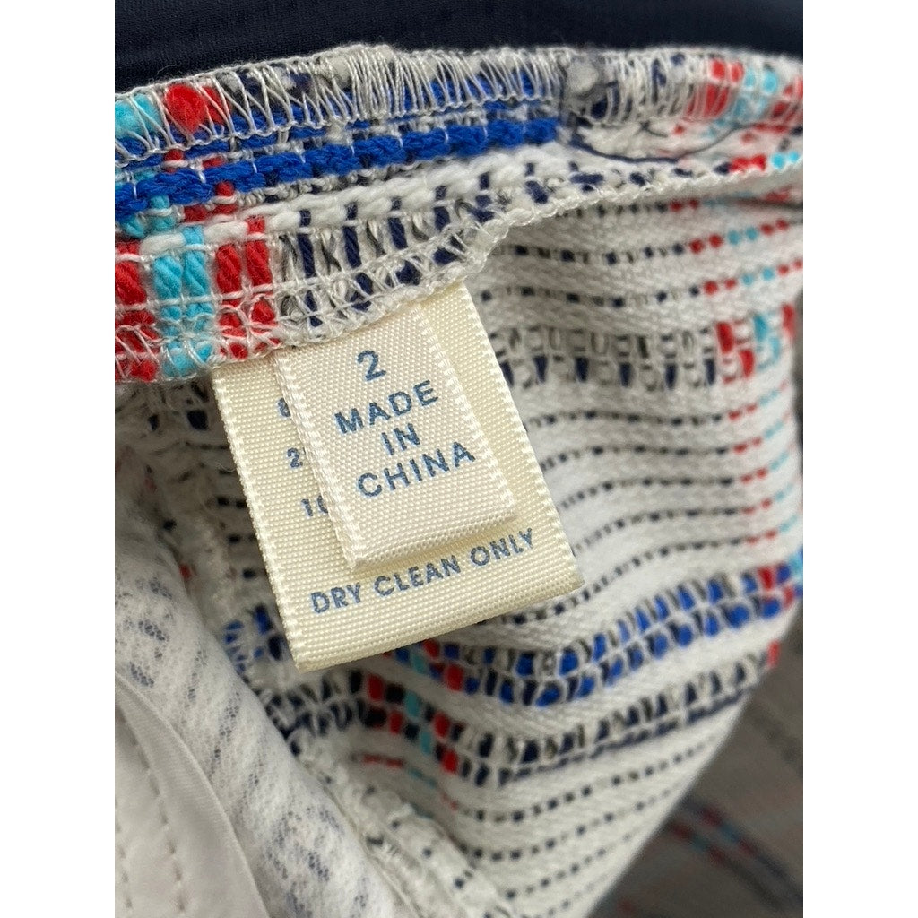 REBECCA MINKOFF Women's Black-Red-Blue Tweed Raw-Hem Shorts SZ 2