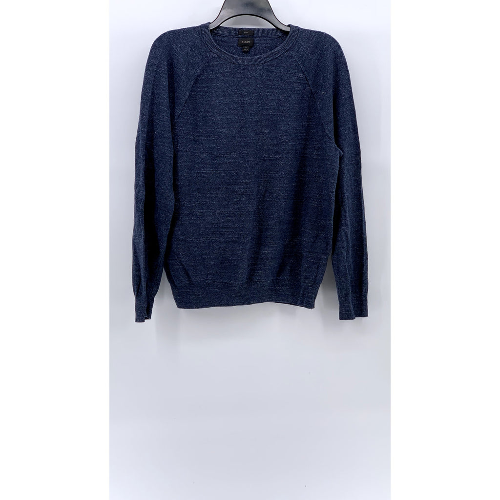 J.CREW Men's Blue Heather Cotton Crewneck Slim-Fit Knit Pullover Sweater SZ M