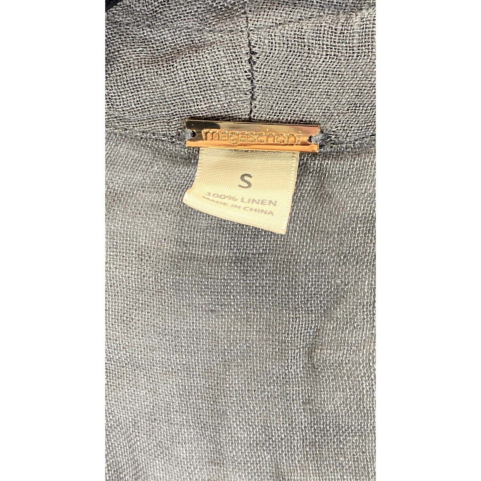 MEGASCHONI Women's Gray Linen Open-Front Lightweight Cardigan SZ S