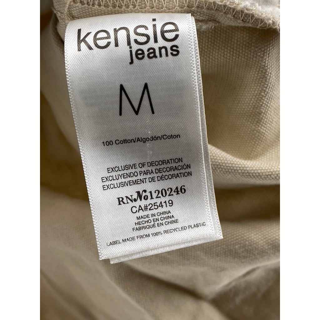KENSIE JEANS Women's Tan Oversized Button-Up Long Sleeve Top SZ M