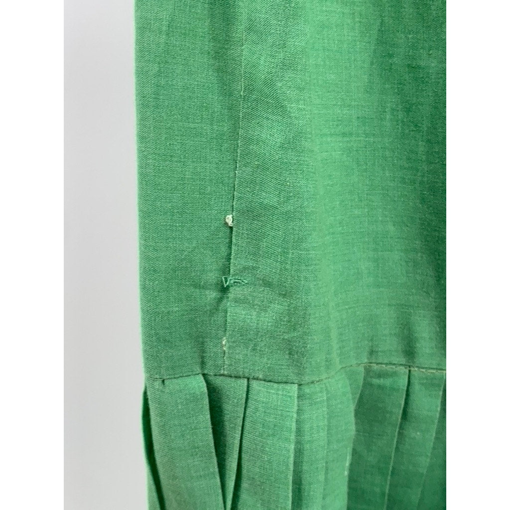 UNBRANDED Women's Green Knit Trim Sleeveless Belted Fit & Flare Midi Dress SZ 2