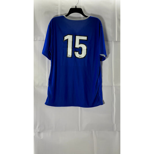 AL SCORE Men's Blue/Grey Reversible V-Neck Short Sleeve T-Shirt SZ M