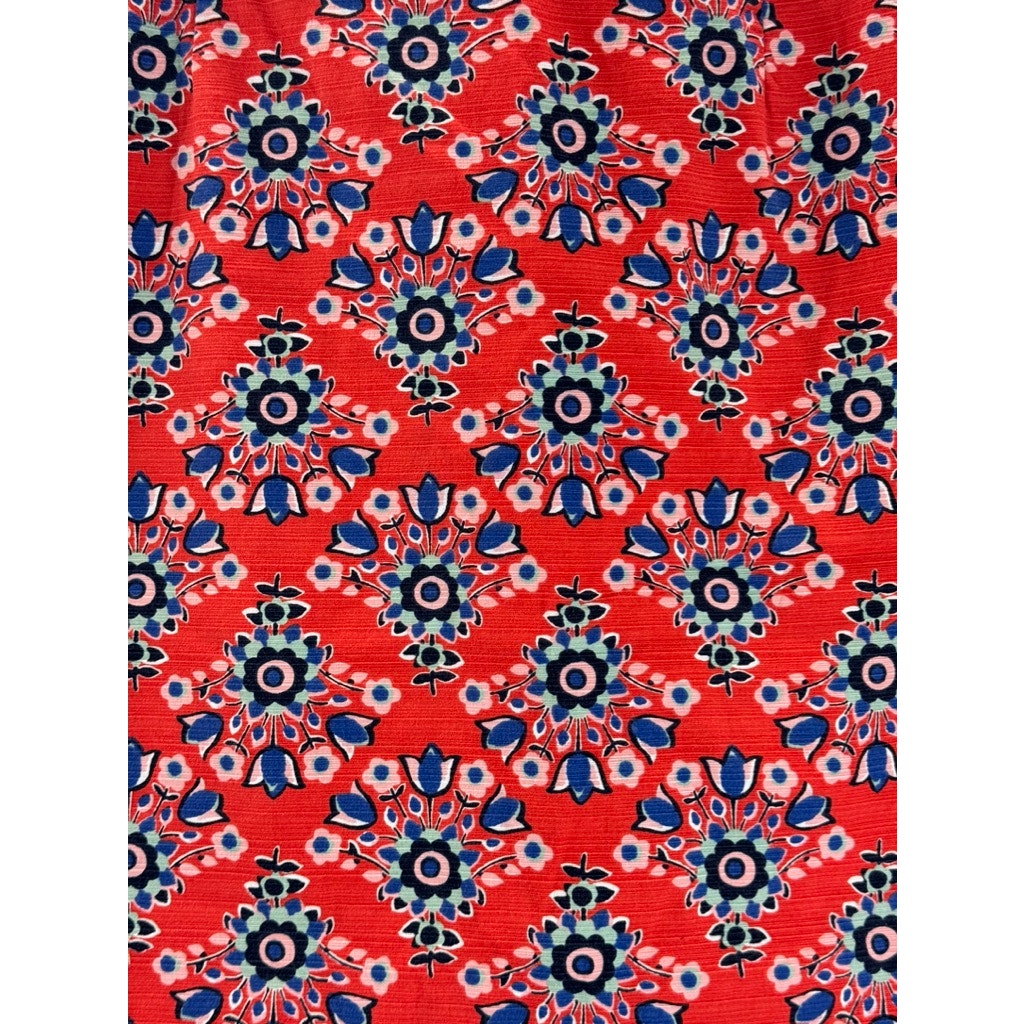 BODEN Women's Red/Blue Pop Floral Bouquet Print Knee Length Pencil Skirt SZ 10R