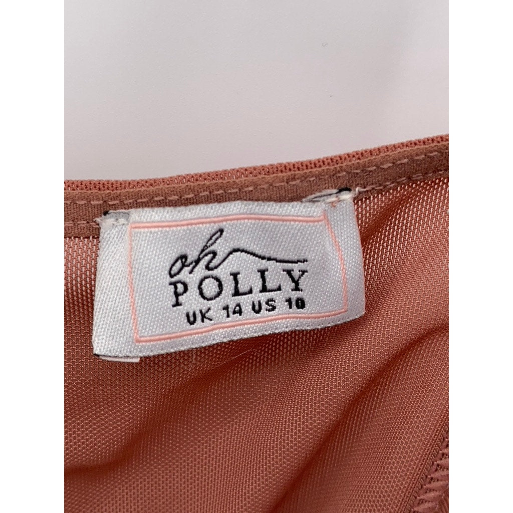 OH POLLY Women's Rust Pink Mesh Corset Crop Top SZ 10