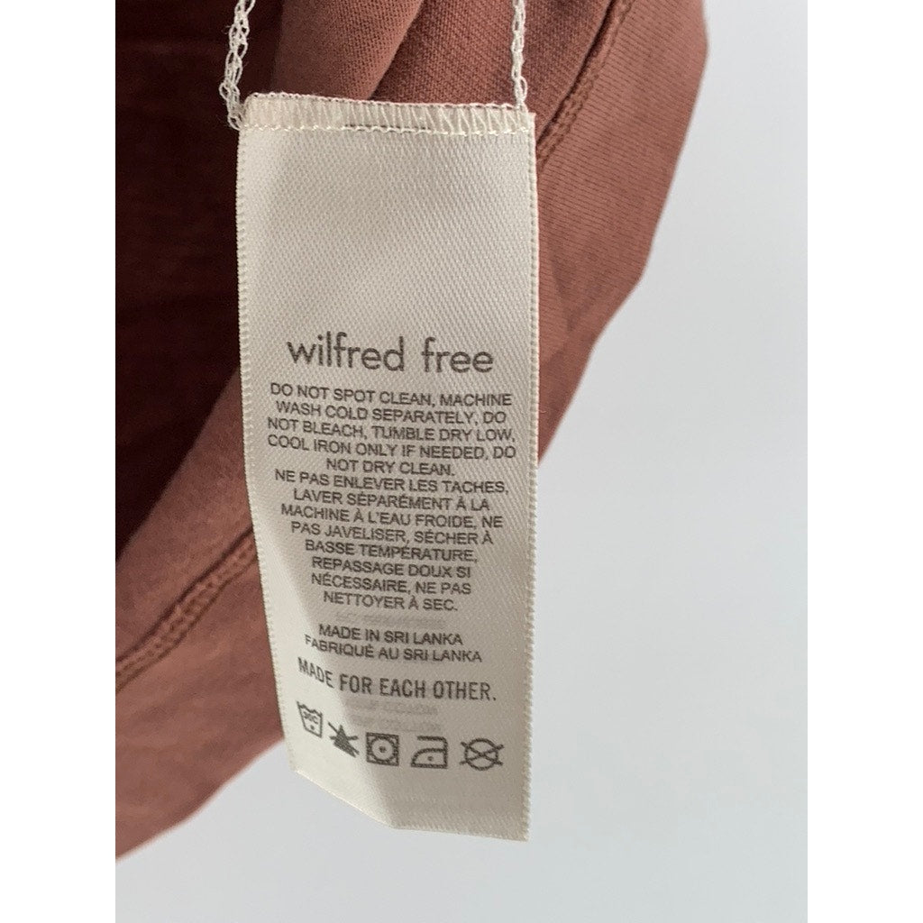 WILFRED FREE Women's Rust Solid Crewneck Short Sleeve Cropped Top SZ L