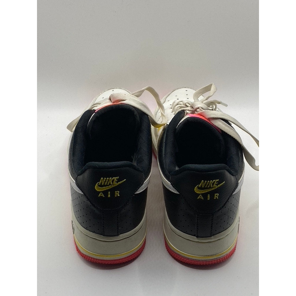 NIKE Women’s White-Pink-Yellow Air Force 1 ‘07 Lace-Up Sneakers SZ 8.5