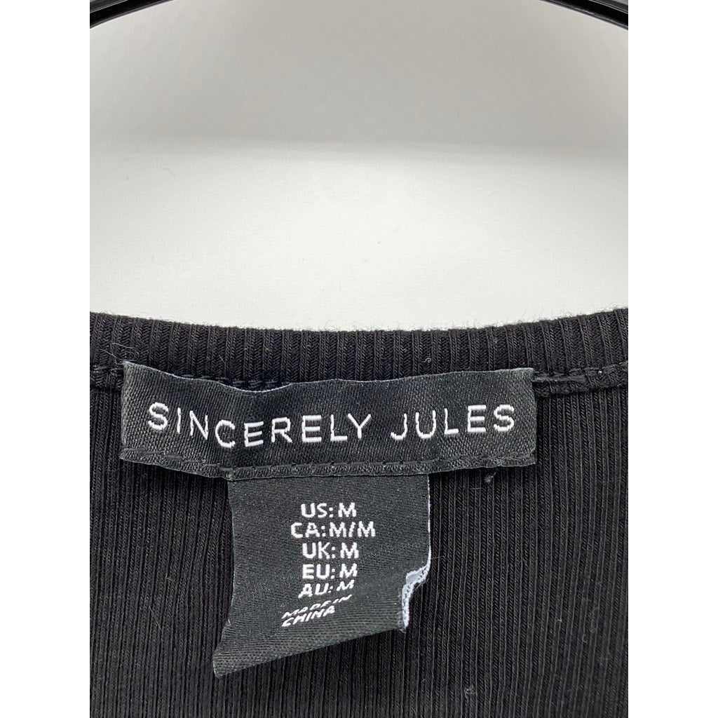 SINCERELY JULES Women's Black Corset Scoop-Neck Sleeveless Cropped Top SZ M
