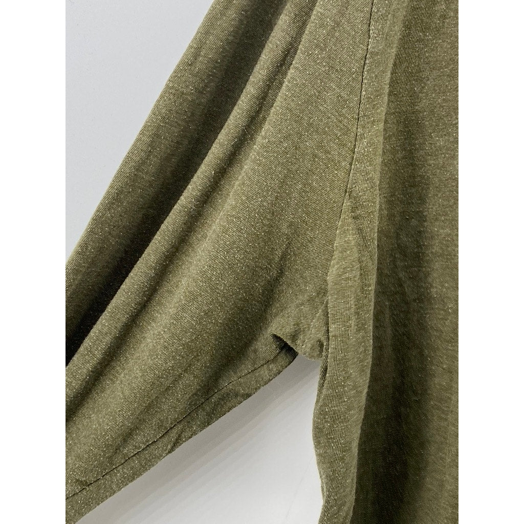 CITY STREETS Women's Olive Green Crewneck The Future Long Sleeve Top SZ M