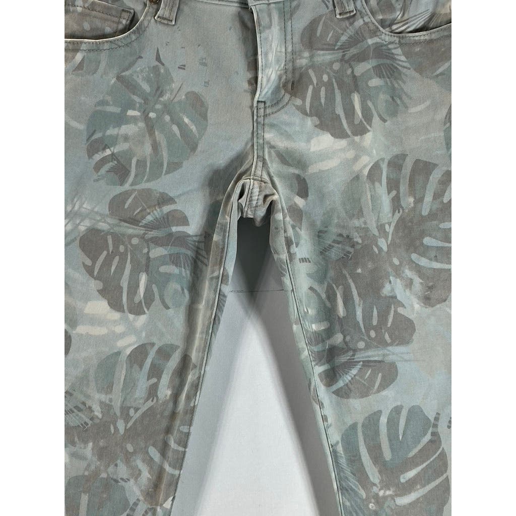CABI Women's Green Paradise Palm Print Cropped Skinny Pants SZ 4