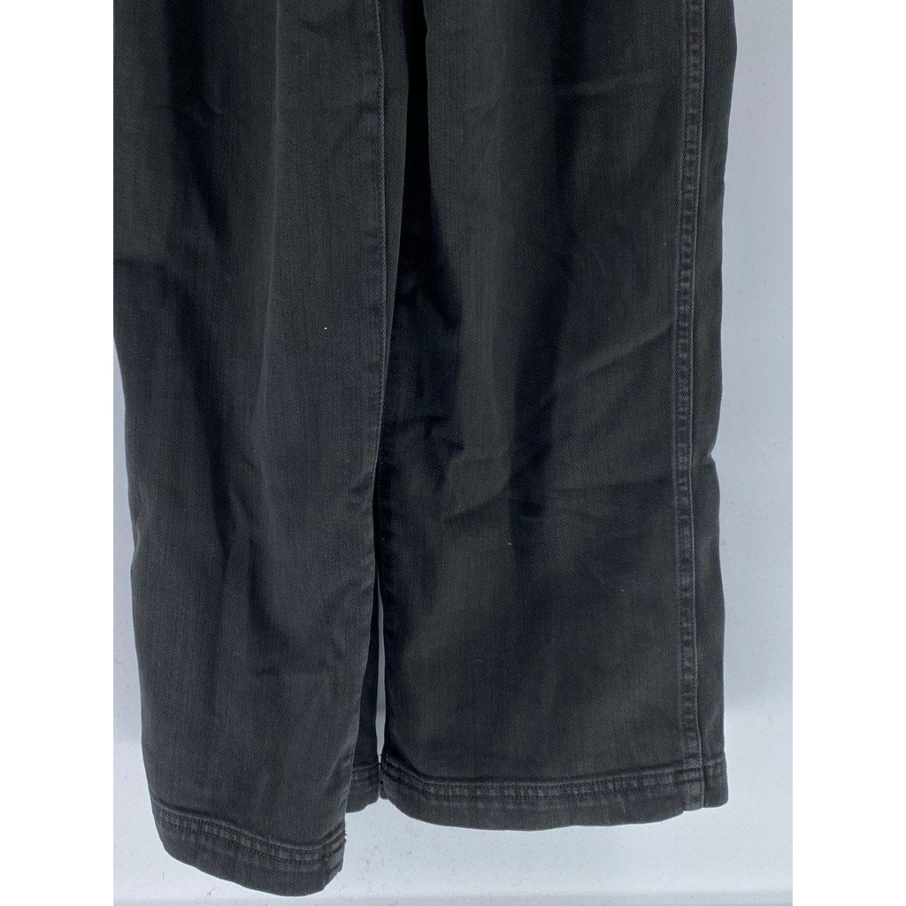 AERIE Women’s Black Denim Adjustable Strap Straight-Leg Overalls SZ XS