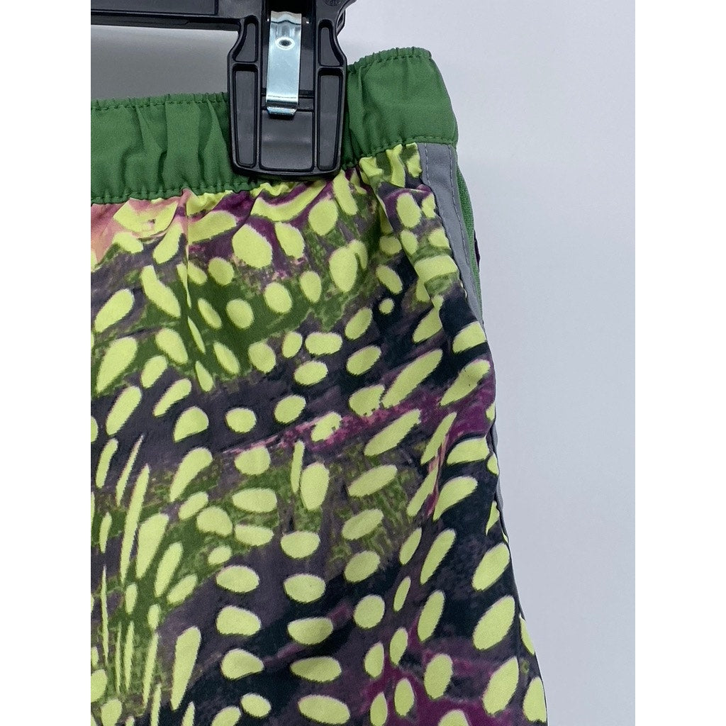 ADIDAS Women's Green Printed Climalite Elastic Waist Active Running Shorts SZ S