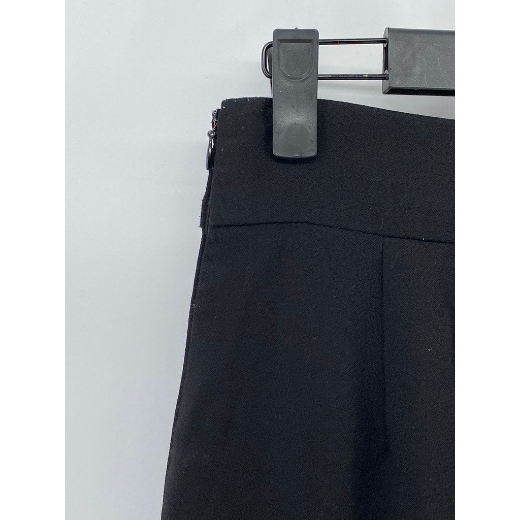 ZARA Women's Black Solid Side-Zip Wide-Leg Dress Pants SZ XS