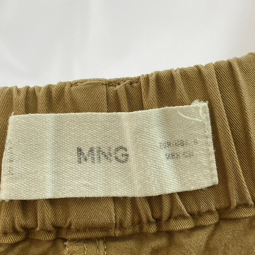 MANGO Women's Caramel Brown Elasticized Waist Pull-On Wide-Leg Cargo Pant SZ S