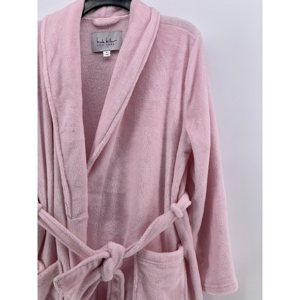 NICOLE MILLER Women's Pink Belted Polyester Robe SZ M