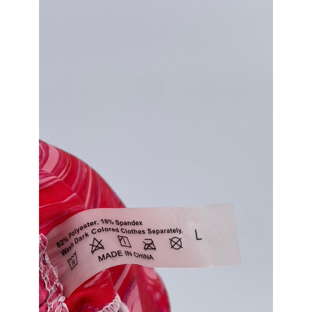 SHEIN Women's Pink Swirl Print Spaghetti Strap Swim Top SZ L