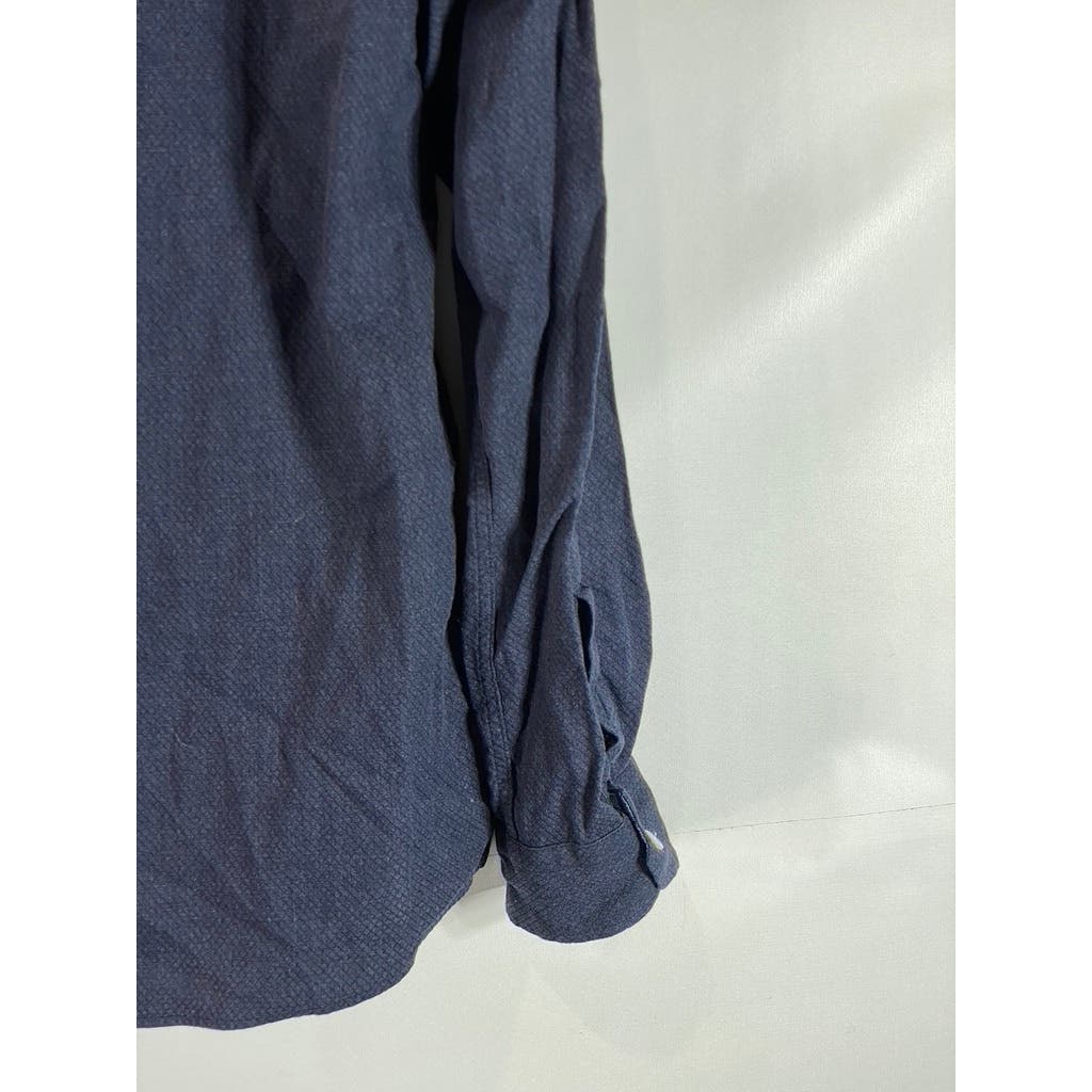 STITCH NOTE Men's Navy Egyptian Cotton Button-Down Long Sleeve Shirt SZ L