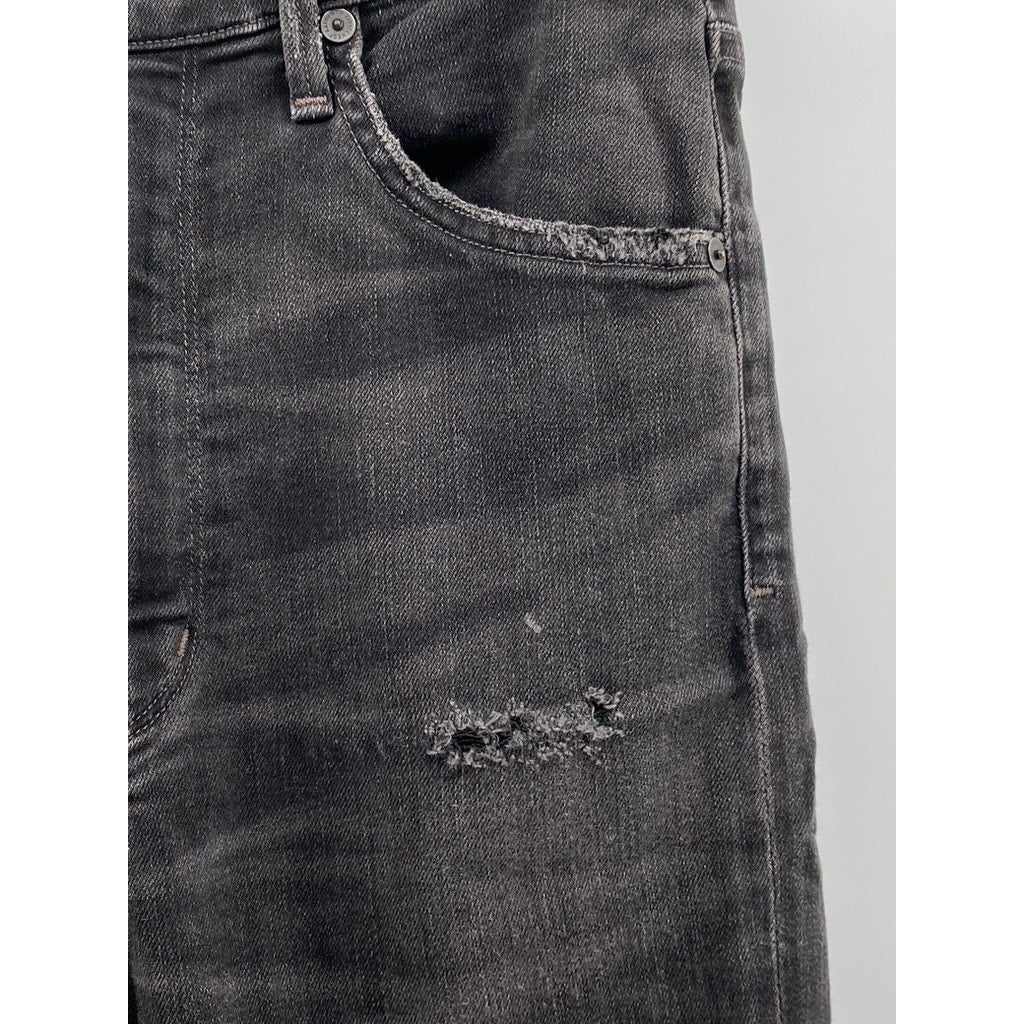 CITZENS OF HUMANITY Women's Washed Black Distressed High-Rise Skinny Jeans SZ 27
