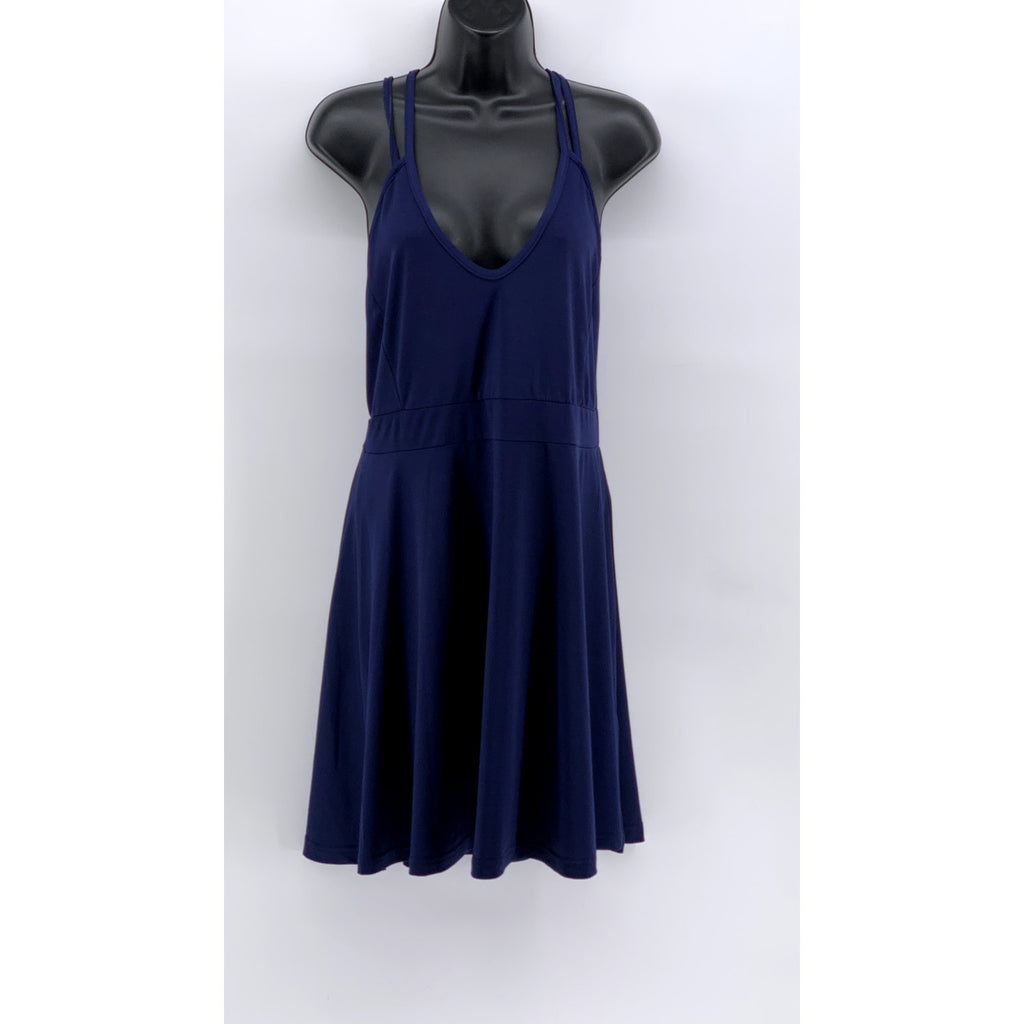 SHEIN CURVE Women's Dark Blue V-Neck A-Line Dress SZ 1XL