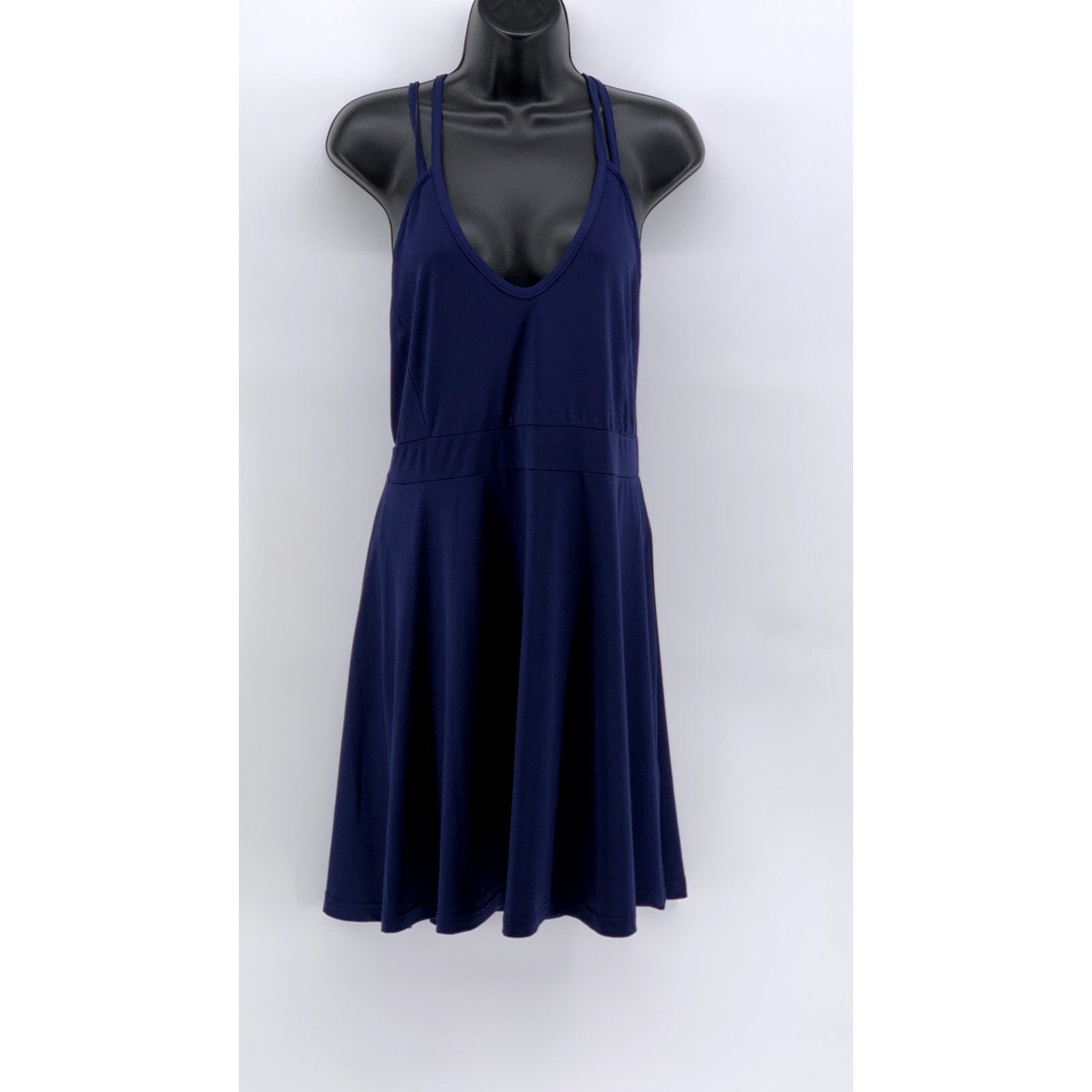 SHEIN CURVE Women's Dark Blue V-Neck A-Line Dress SZ 1XL