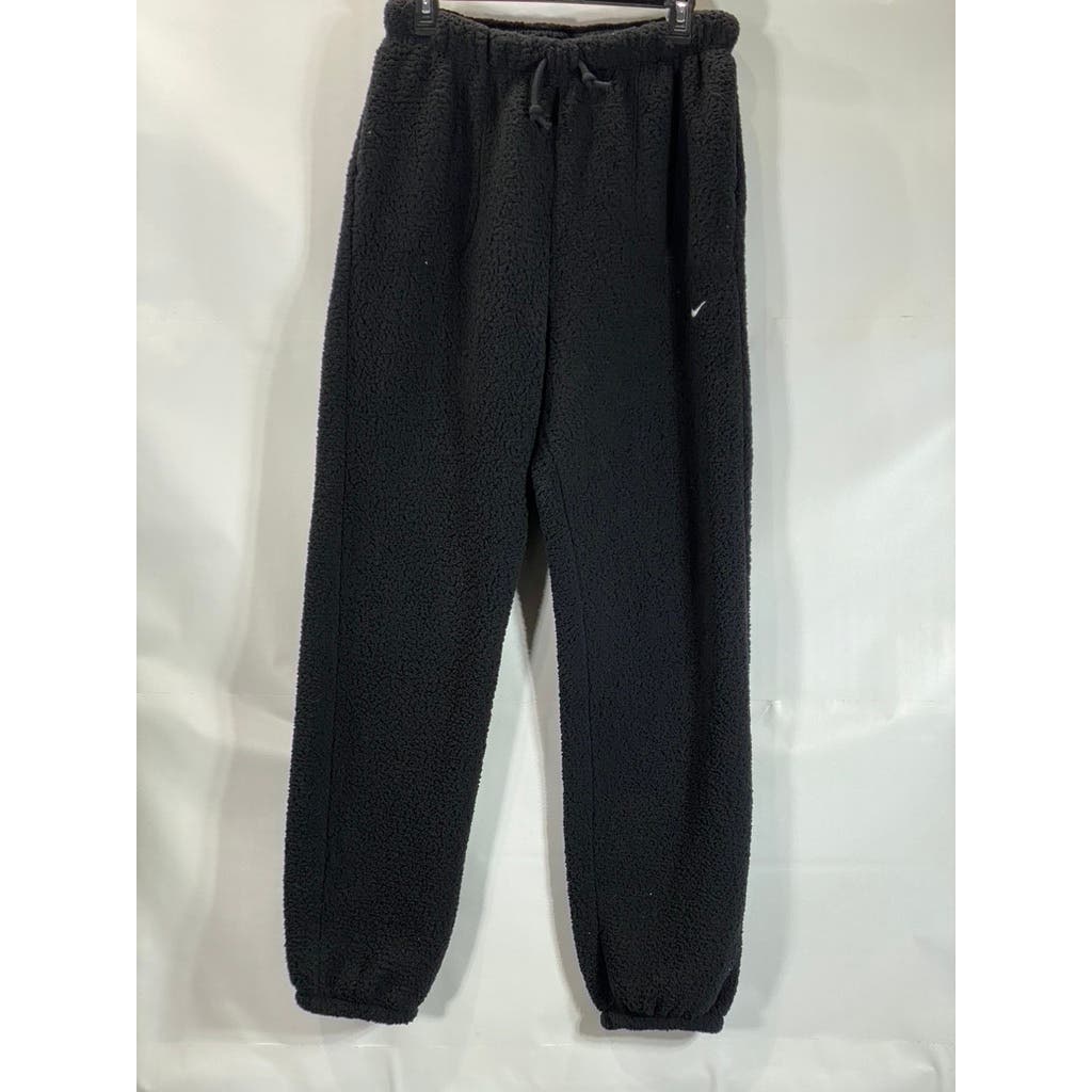 NIKE Women's Black French Terry Standard-Fit Therma Fit Training Pants SZ M