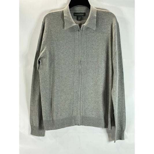 BANANA REPUBLIC Men's Gray Silk/Cashmere Long Sleeve Zip-Up Sweater SZ M
