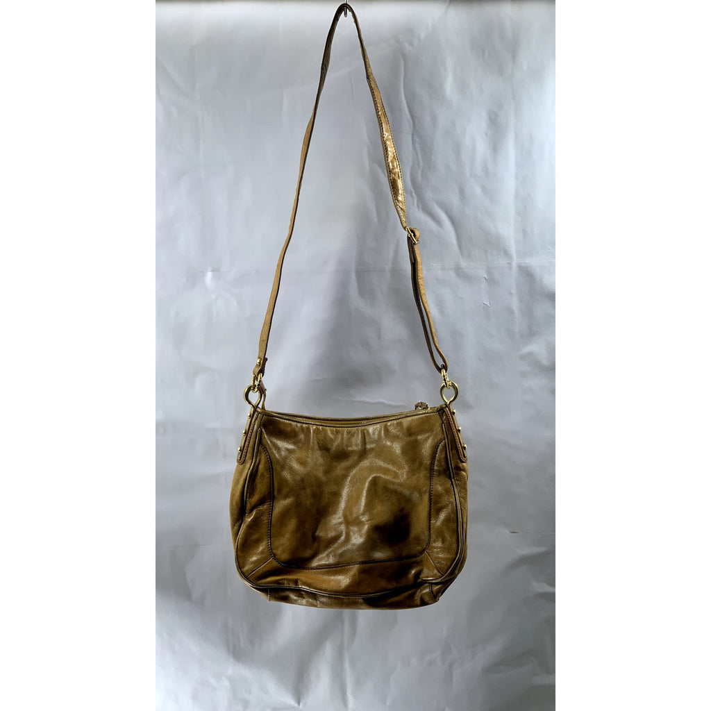 ELLIOTT LUCCA Women's Brown Leather Woven Flap Shoulder Crossbody Bag