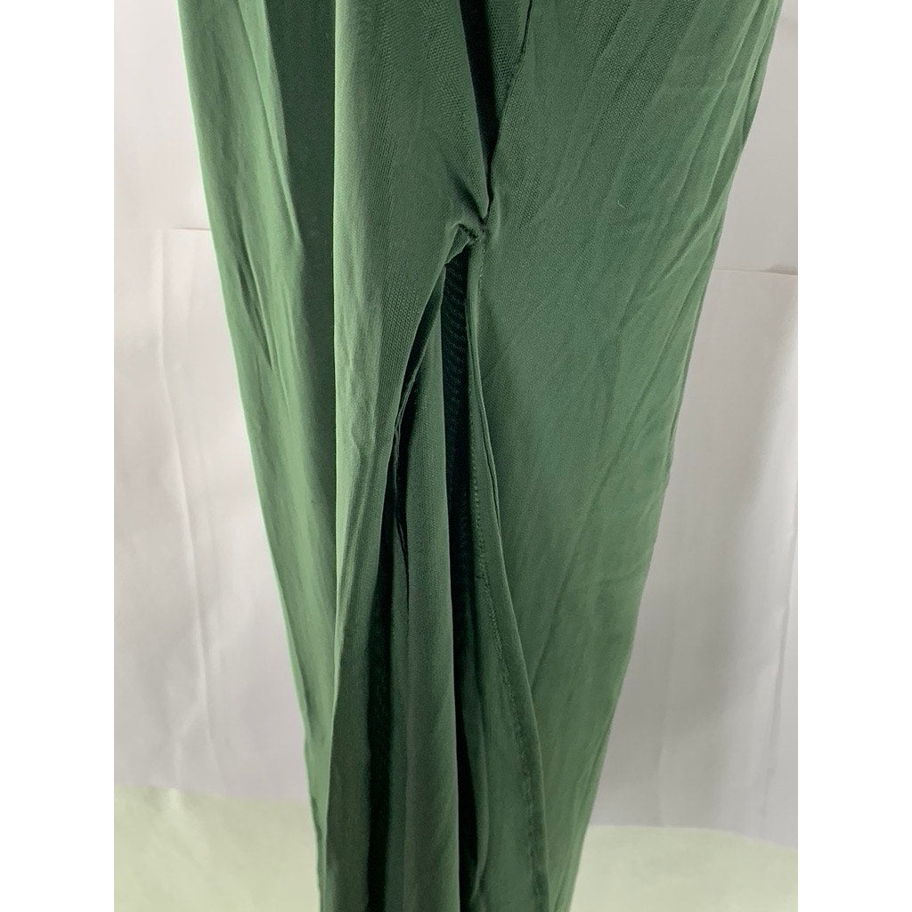 SILENCE + NOISE Women's Dark Green Dylan Off-The-Shoulder Sheer Maxi Dress SZ M