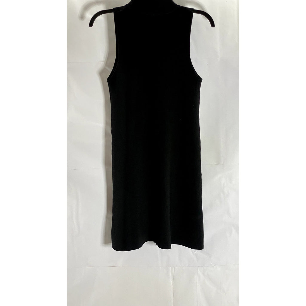 MANGO Women's Black Knit Mock-Neck Sleeveless Pullover Mini Dress SZ S