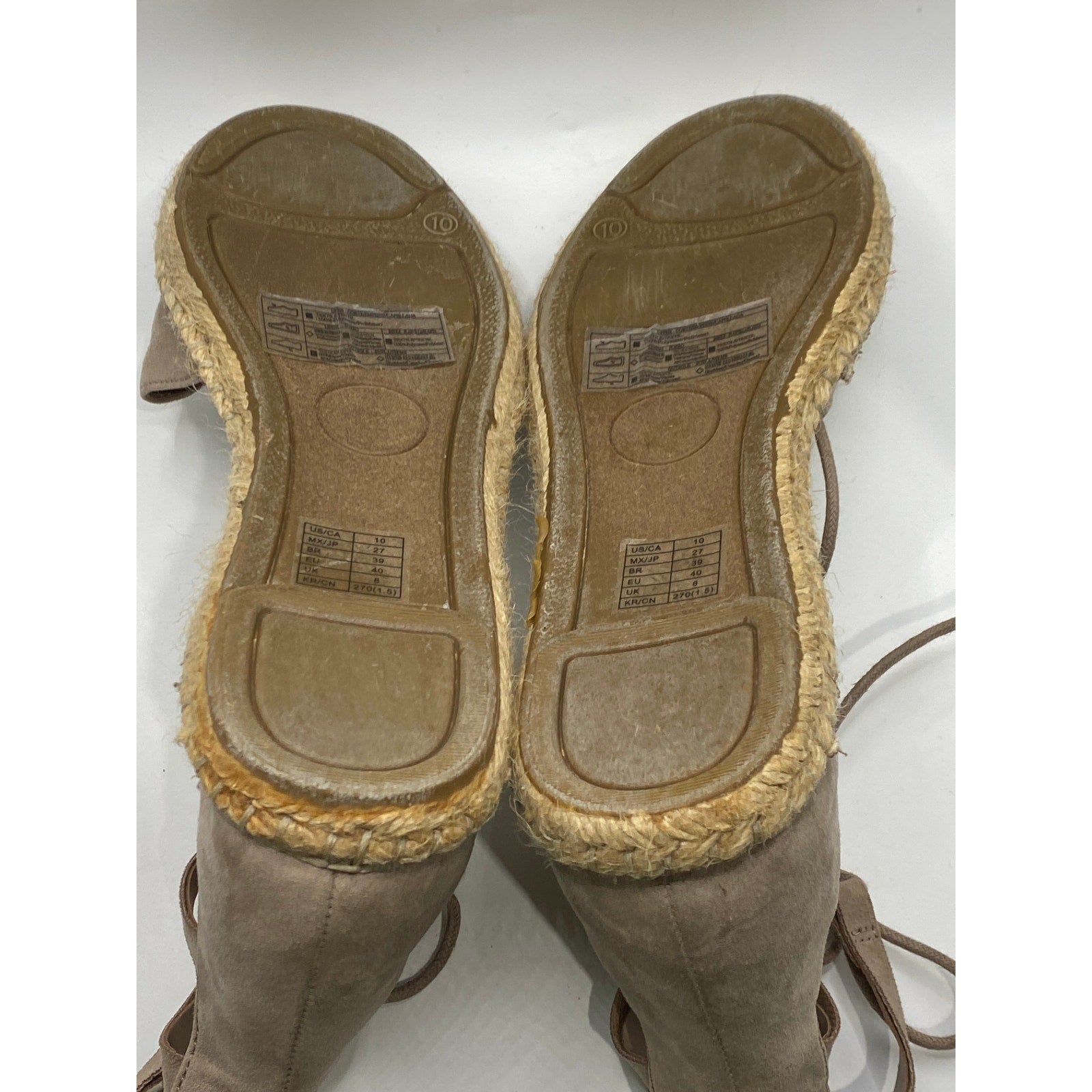 FOREVER 21 Women's Beige Faux-Suede Strappy D-Orsay Flat Espadrille Sandals SZ10