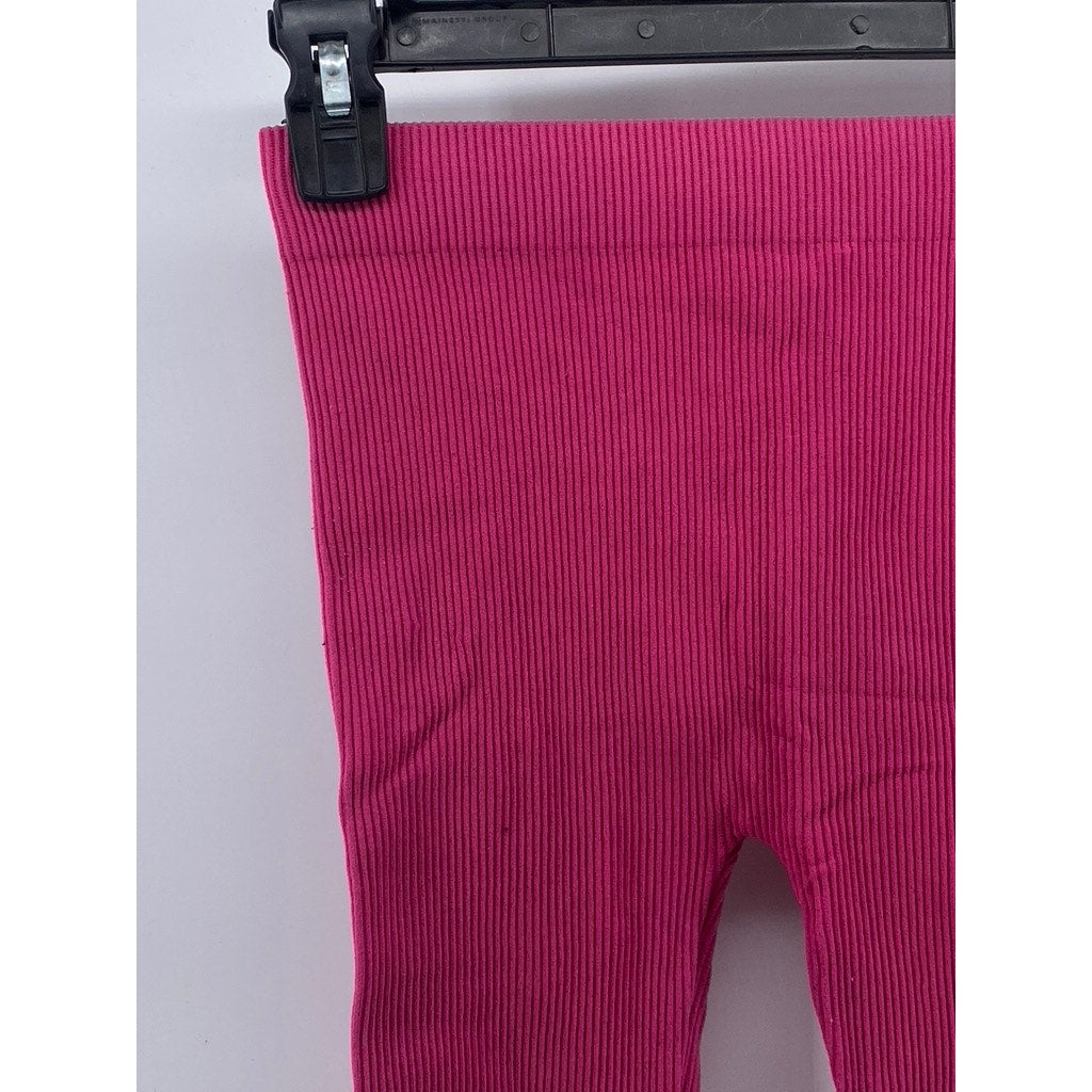 ZARA Women's Fuchsia Ribbed Contour Pull-On Biker Shorts SZ XS-S