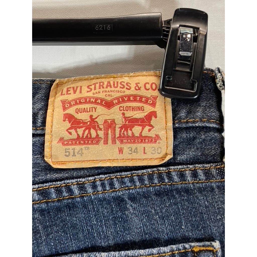 LEVI'S Men's Medium Wash Stretch 514 Straight Fit Five-Pocket Jeans SZ 34X30