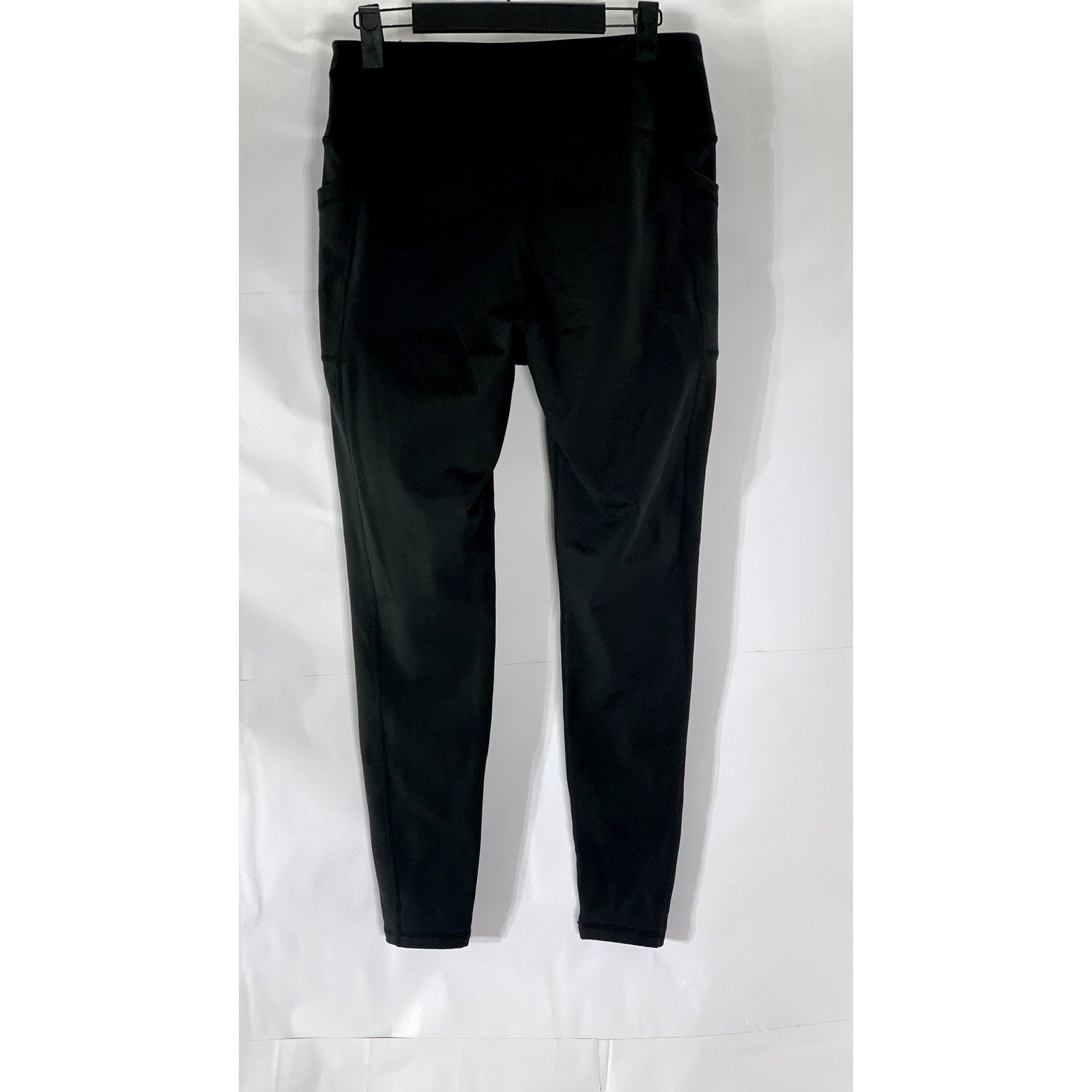 UNBRANDED Women's Black Solid Pull-On Side-Pocket Leggings SZ M