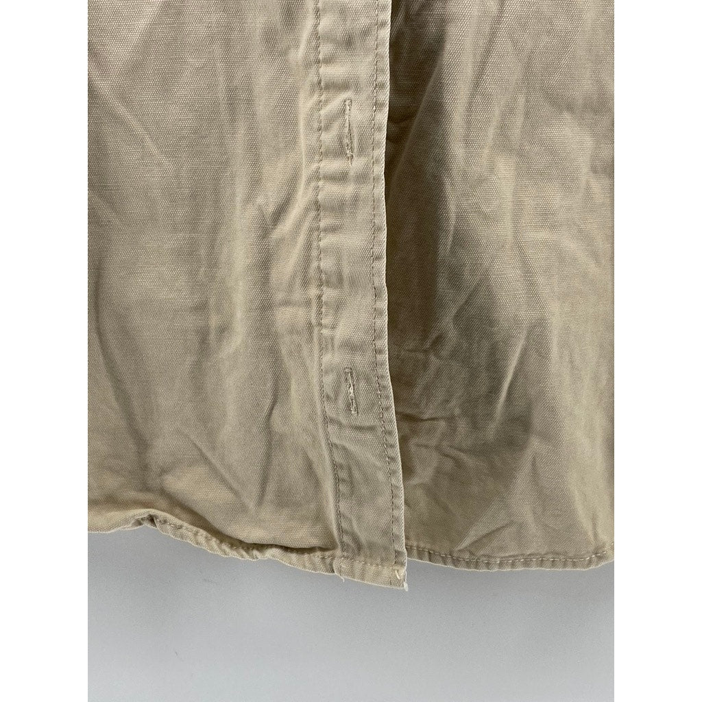 KENSIE JEANS Women's Tan Oversized Button-Up Long Sleeve Top SZ M