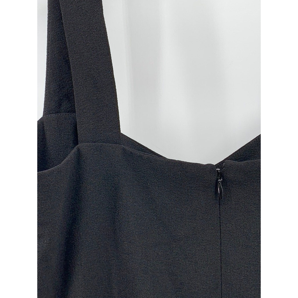 DRESS THE POPULATION Women's Black Solid Sleeveless Bodycon Midi Dress SZ M