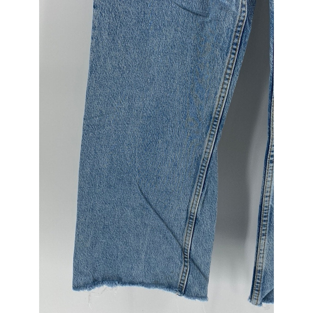 ZARA Women's Straight-Leg High-Rise Denim Frayed Jeans SZ 4