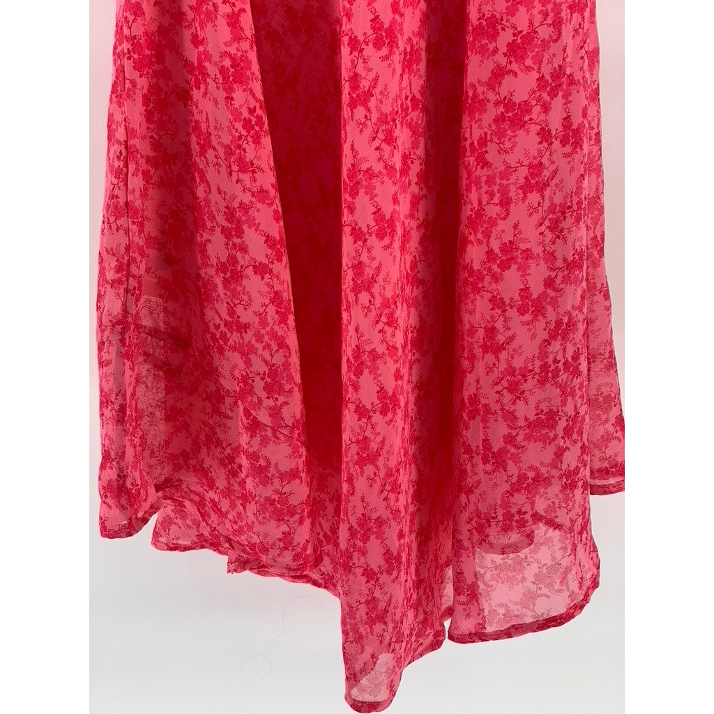 UNBRANDED Women's Pink Floral Lace V-Neck Sleeveless Lightweight Dress SZ OS