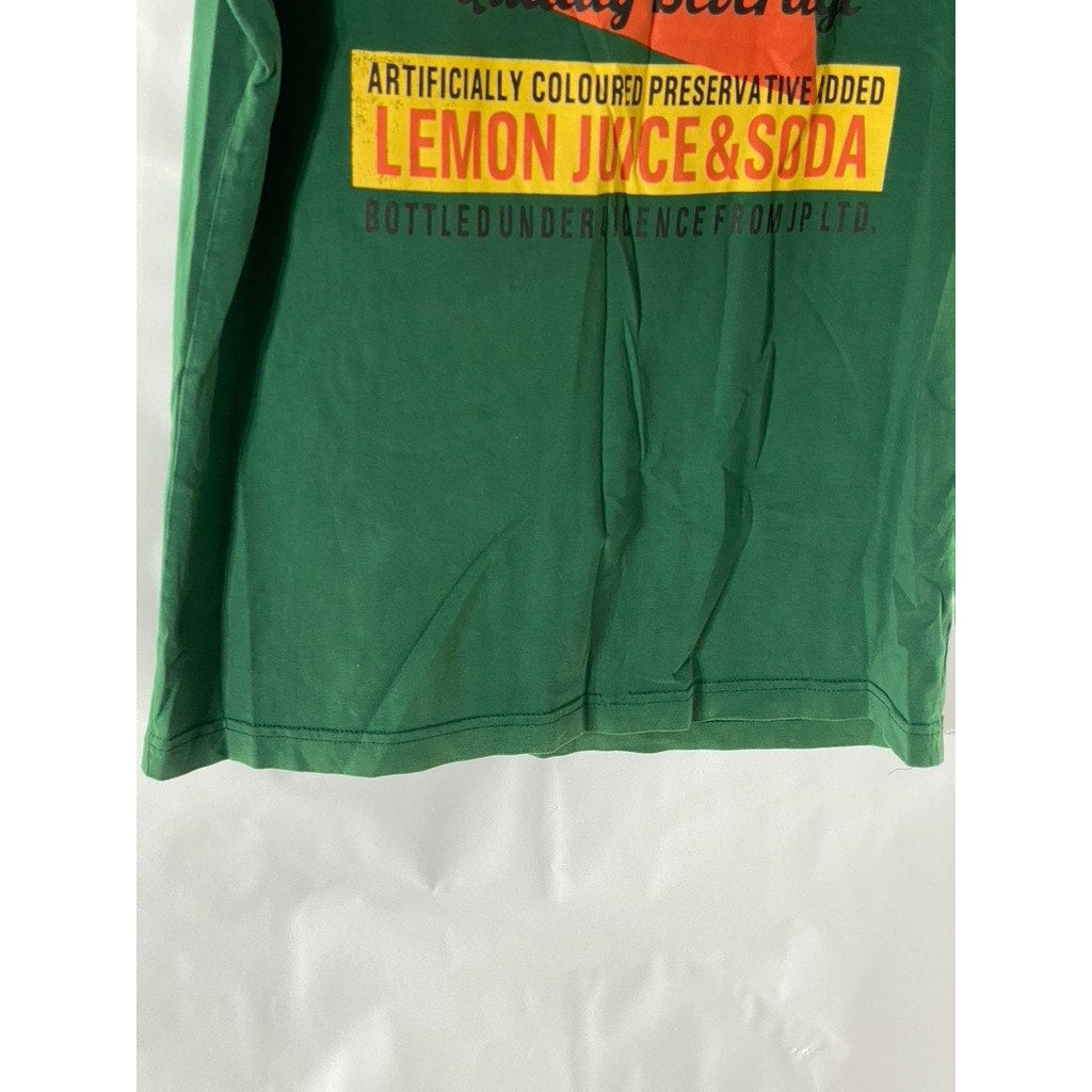 JOHN PLAYERS Men's Green Lemon Juice & Soda Graphic Short Sleeve T-Shirt SZ L