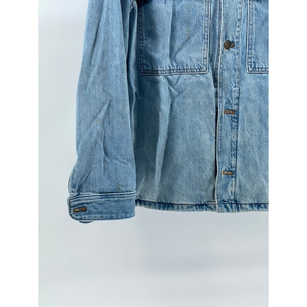 MADEWELL Men’s Highbury Wash Blue Denim Relaxed-Fit Button-Up Shirt Jacket SZ S