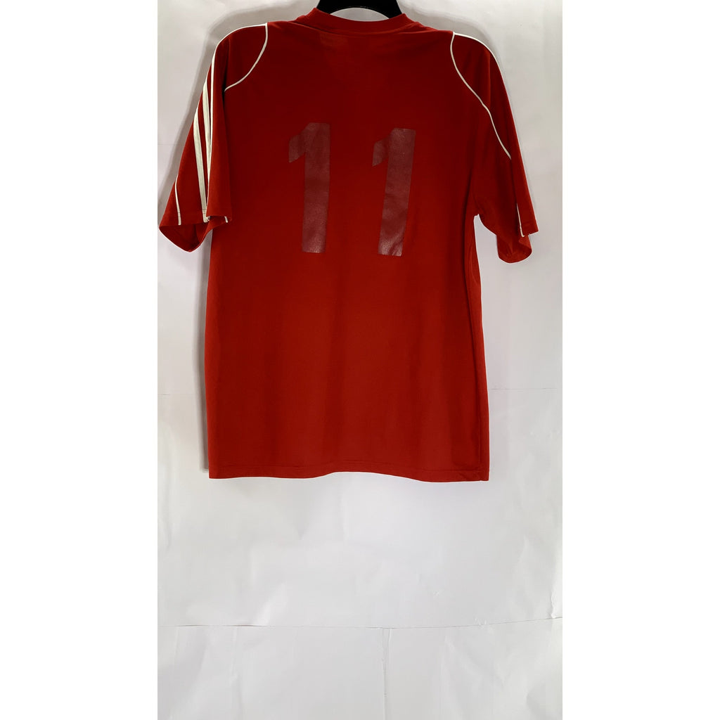 ADIDAS Men's Red-White Three-Stripe Short Sleeve Custom-Made Crewneck Jersey SZM