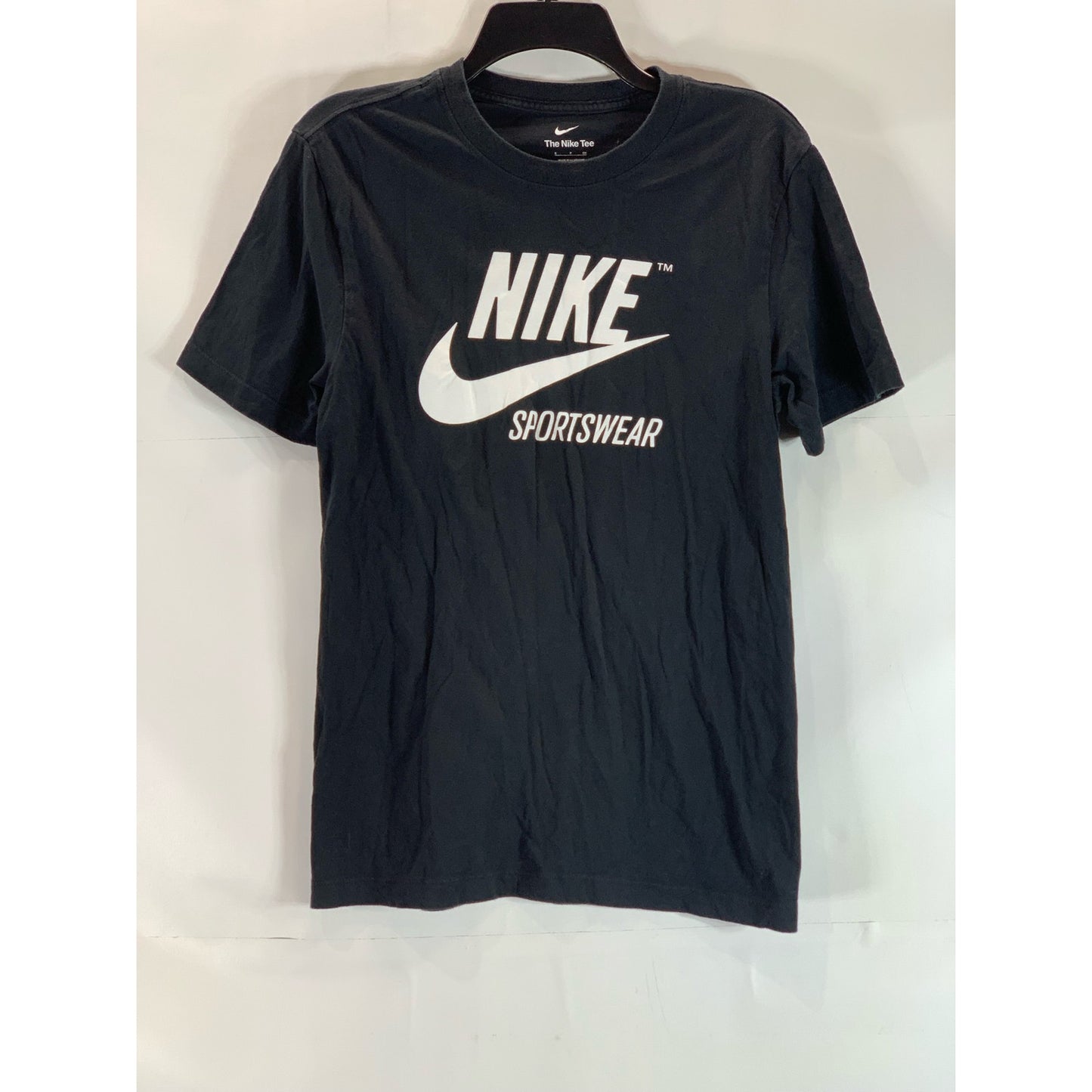 NIKE Men's Black/White Crewneck Large Logo Graphic Short Sleeve The Nike Tee SZS